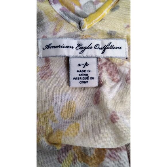AMERICAN EAGLE Floral Racerback Tank Yellow Purple Gray Blue Women's Size Small - Picture 7 of 7